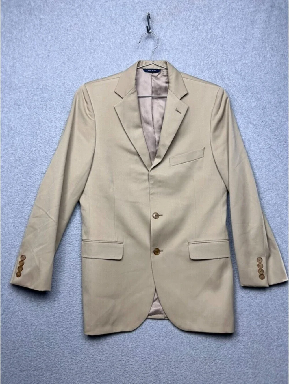 Brooks Brothers 1818 Blazer Suit Jacket 38R 32W Tan Beige 100% Wool Made In USA